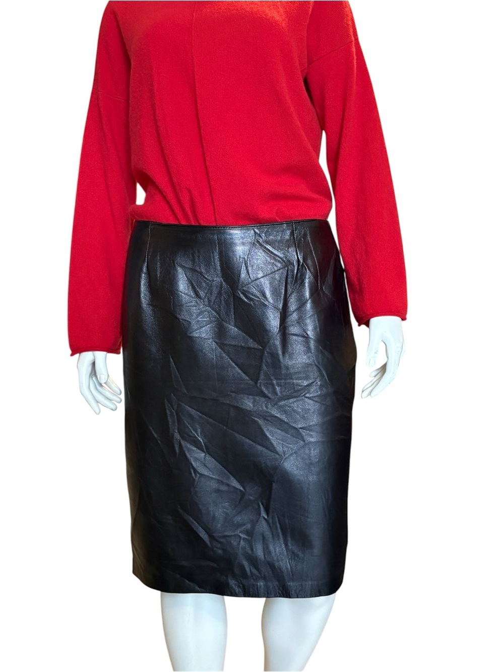 Vintage Danier Buttery Soft Leather Black Pencil Skirt Size 12